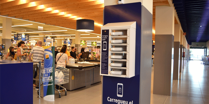 Taquillas de carga para supermercado cargadores de móviles para supermercados