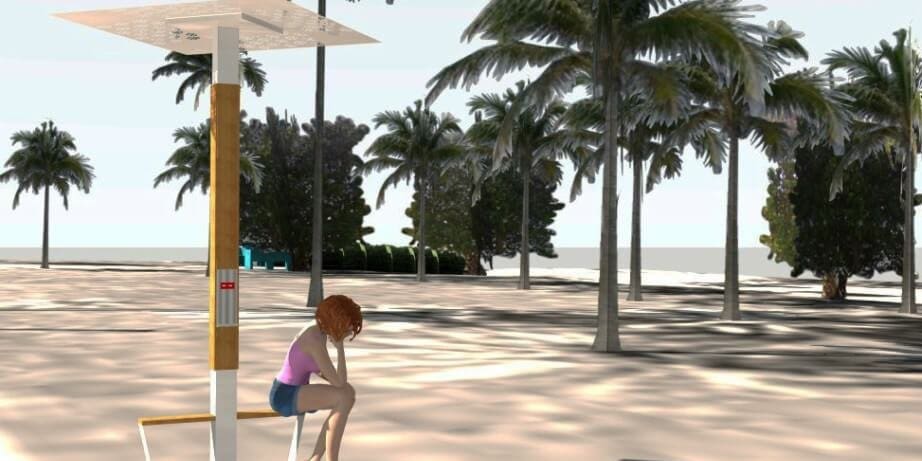 Yupcharge Cargador móvil Smart Furniture Soleo Solar Render Yupcharge Cargadores para móviles Mobiliario Inteligente Soleo Solar Render Chica y Playa